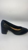 Sapato Softli Preto Confort Salto Bloco Palmilha Acolchoada