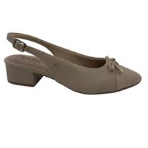 Sapato Softli Slingback Salto Bloco Bege 10186