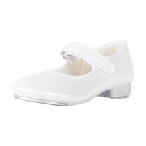 Sapato Tap Shoe Linodes Easy Strap Dance Flats Kids White Patent