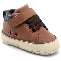 Sapato Tênis Bebe Baby Conforto Primeiros Cano Alto Marrom
