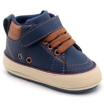 Sapato Tênis Bebe Baby Conforto Primeiros Passos Cano Alto Azul
