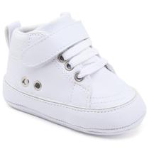 Sapato Tênis Bebe Baby Conforto Primeiros Passos Cano Alto Branco