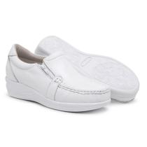 Sapato Tênis Feminino Ortopédico De Zíper Mocassim Casual Anti Stress Enfermagem Em Couro
