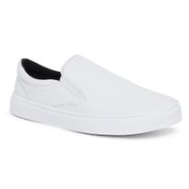 Sapato Tênis Slip On Branco Iate Sapatênis Sem Cadarço Casual Enfermagem Calce Fácil Confortável
