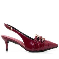 Sapato Unique Slingback Verniz Bordo