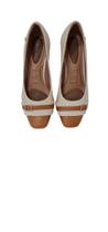 Sapato Usaflex AC2521 Conforto em Couro Bege/Caramelo