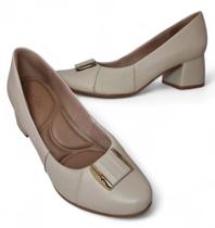 Sapato usaflex ak0303 conforto em couro para joanetes bege