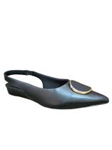 Sapato Usaflex Feminino Mule Couro Preto Bico fino anatômico