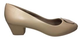 Sapato Usaflex Feminino Scarpin Nude Salto Bloco 4 Cm