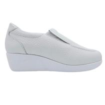 Sapato Usaflex Mocassim Anabela em Couro Relax Uniforme