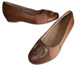 Sapato usaflex n2244 conforto em couro salto anabela embutido para joanets caramelo Sapato usaflex n2244 conforto em couro salto anabela embutido para joanets caramelo