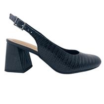 Sapato Usaflex Salto Bloco Slingback Couro Conforto