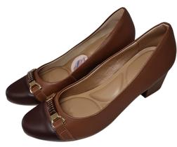 Sapato usaflex ud05004 confortoem couro anatômico salto médio café canela Sapato usaflex ud05004 confortoem couro anatômico salto médio café canela
