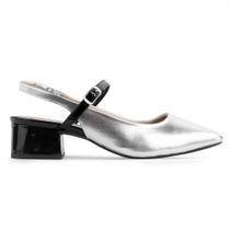 Sapato Via Uno Slingback Salto Bloco Feminino