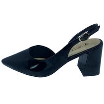 Sapato Via Uno Verniz Chique Elegante Salto Grosso - 41975