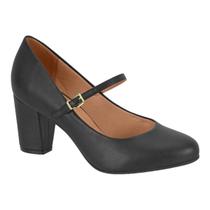 Sapato Vizzano 1259.206 Scarpin Salto Grosso Alto Fivela Feminino