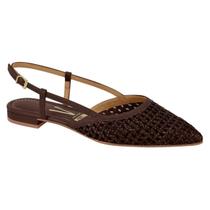 Sapato Vizzano Feminino Slingback Tramado 12061025 Cor:ChocolateTamanho:35