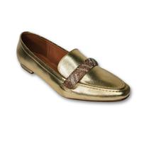 Sapato Vizzano Mocassim Feminino 1351.107 Metalizado Premium Dourado