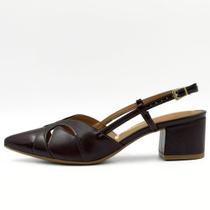 Sapato Vizzano Slingback Bico Fino Salto Bloco Feminino Sapato Vizzano Slingback Bico Fino Salto Bloco Feminino