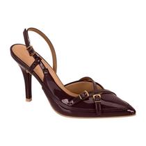 Sapato Vizzano Slingback Verniz - Feminino - Marrom