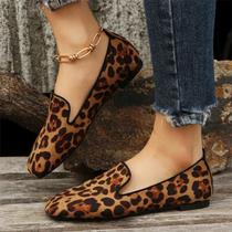 Sapatos Baixos Femininos Sexy Com Estampa De Leopardo Primavera Outono Resistente Ao Desgaste