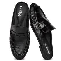 Sapatos BeelG Black Penny Mule, mocassins para mulheres, Flat Mules