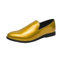 Sapatos Casuais de Couro Envernizado Brilhante, Slip-On, para Homens, Estilo Britânico, Tamanho 46