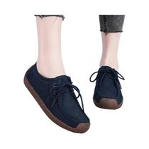Sapatos Casuais Femininos De Camurça Em Tamanho Grande, Mocassins De Couro, Tênis Loafers De