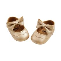Sapatos Casuais Para Bebês, Laço De PU, Sola Macia De Borracha Antiderrapante, Fundo Plano Para