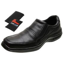 Sapatos Casual Social Masculinos Couro Legítimo Ortopédico + Carteira