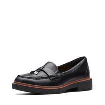 Sapatos Clarks Westlynn Bella Loafer femininos de couro preto 7,5 W