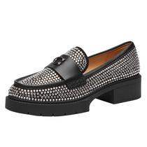 Sapatos Coach Leah Platform Loafer feminino Black Crystal 6.5