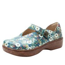 Sapatos confortáveis Alegria Opheliah em couro com corte em V Mary Jane para mulheres