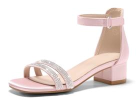Sapatos Coutgo Girls Sandálias Chunky, salto baixo, strass, rosa Sapatos Coutgo Girls Sandálias Chunky, salto baixo, strass, rosa