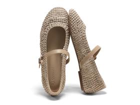 Sapatos Coutgo Mary Jane Woven Flats para mulheres, cáqui, tamanho 11
