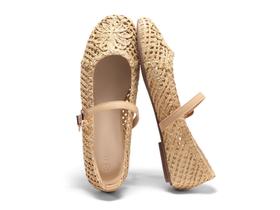 Sapatos Coutgo Mary Jane Woven Flats para mulheres, tamanho 8 de damasco