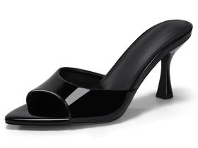 Sapatos Coutgo Mule Feminino com Salto 8cm Preto Verniz Sapatos Coutgo Mule Feminino com Salto 8cm Preto Verniz