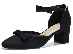 Sapatos Coutgo Pumps Chunky Low Heels Bow Bow Bow Women, pretos, tamanho 8