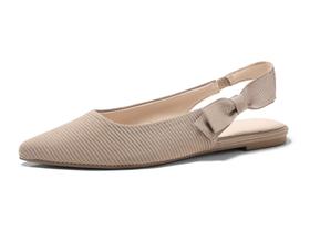 Sapatos Coutgo Slingback Flats femininos com arco e bico fino, café 6,5