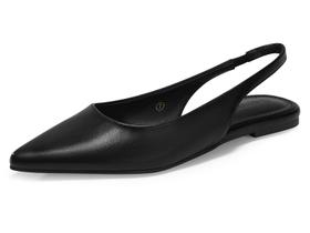Sapatos Coutgo Slingback Flats femininos com bico fino, pretos, tamanho 9,5