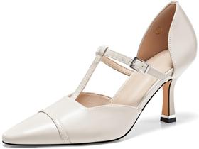 Sapatos Coutgo Womens Kitten Heels T Strap Pumps Bege Tamanho 8 Sapatos Coutgo Womens Kitten Heels T Strap Pumps Bege Tamanho 8