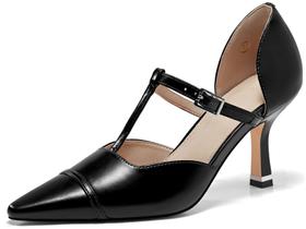 Sapatos Coutgo Womens Kitten Heels T Strap Pumps pretos tamanho 8 Sapatos Coutgo Womens Kitten Heels T Strap Pumps pretos tamanho 8