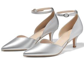 Sapatos Coutgo Womens Kitten, vestido de salto baixo, prateado, tamanho 9