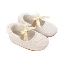 Sapatos De Bebê Brancos De Renda Respirável Antiderrapante Com Sola Macia Para Primeiros Passos De