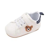 Sapatos De Bebê Com Estampa De Urso, Sola Antiderrapante De PU TPR, Tênis Para Caminhada De