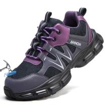 Sapatos de bico de aço Hogent para homens e mulheres preto/roxo, tamanho 43/42 Sapatos de bico de aço Hogent para homens e mulheres preto/roxo, tamanho 43/42