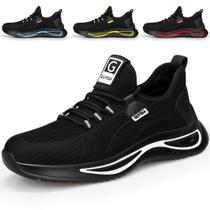 Sapatos de biqueira de aço GLANOUDUN para homens, leves, pretos