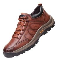 Sapatos de caminhada de couro marrom genérico ao ar livre para homens