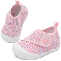 Sapatos de caminhada para bebê FEETCITY leves, slip-on, rosa