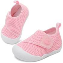 Sapatos de caminhada para bebês FEETCITY Slip On, rosa, bico largo